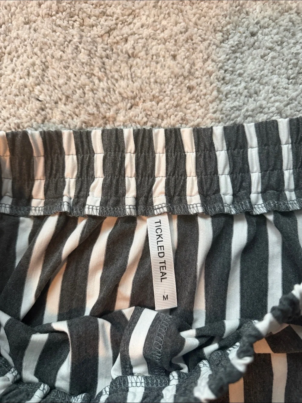 Tickled Teal Black and White Vertical Stripe Midi Skirt